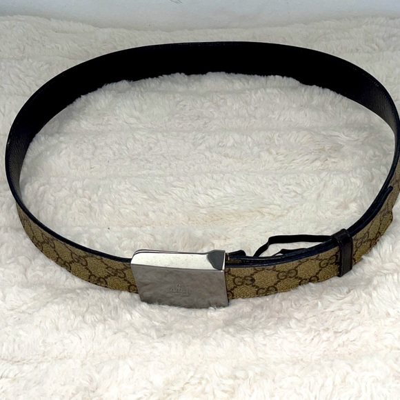 GUCCI BEIGE GG SUPREME CANVAS BUCKLE BELT - Picture 6 of 6